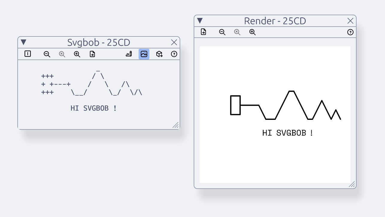 Svgbob canvas editor window connected to rendered diagram output